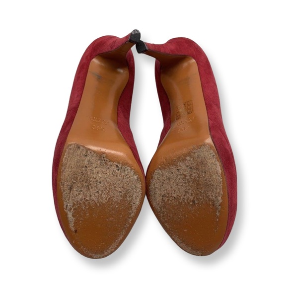 Authentic Gucci Kid Scamosciato Raspberry Red Italy Womens Heels Shoes SZ 38.5 - Picture 14 of 15